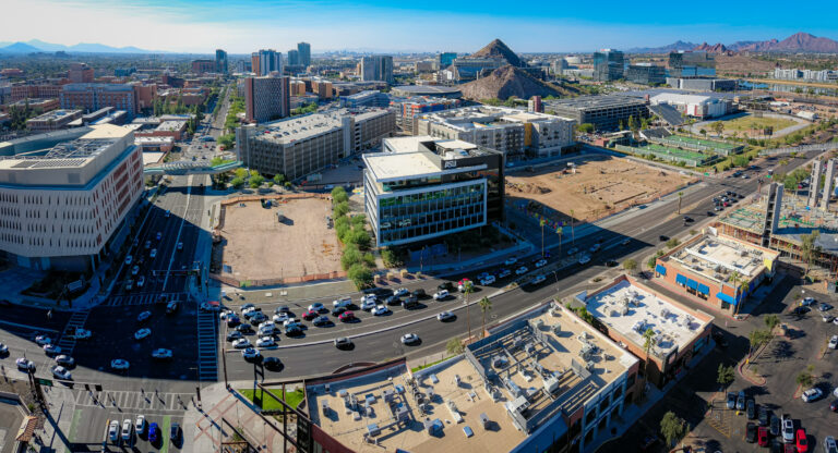 Panoramic aerial view of 777 Building