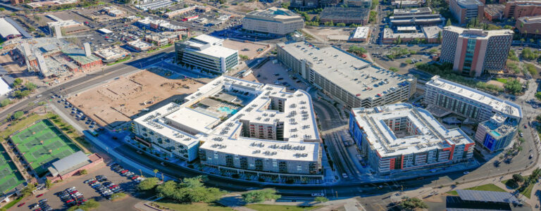 Aerial panoramic view of Piedmont Apartments property